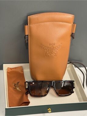 MCM Tortoiseshell Sunglasses with Leather Carrying Case and Cleaning Cloth